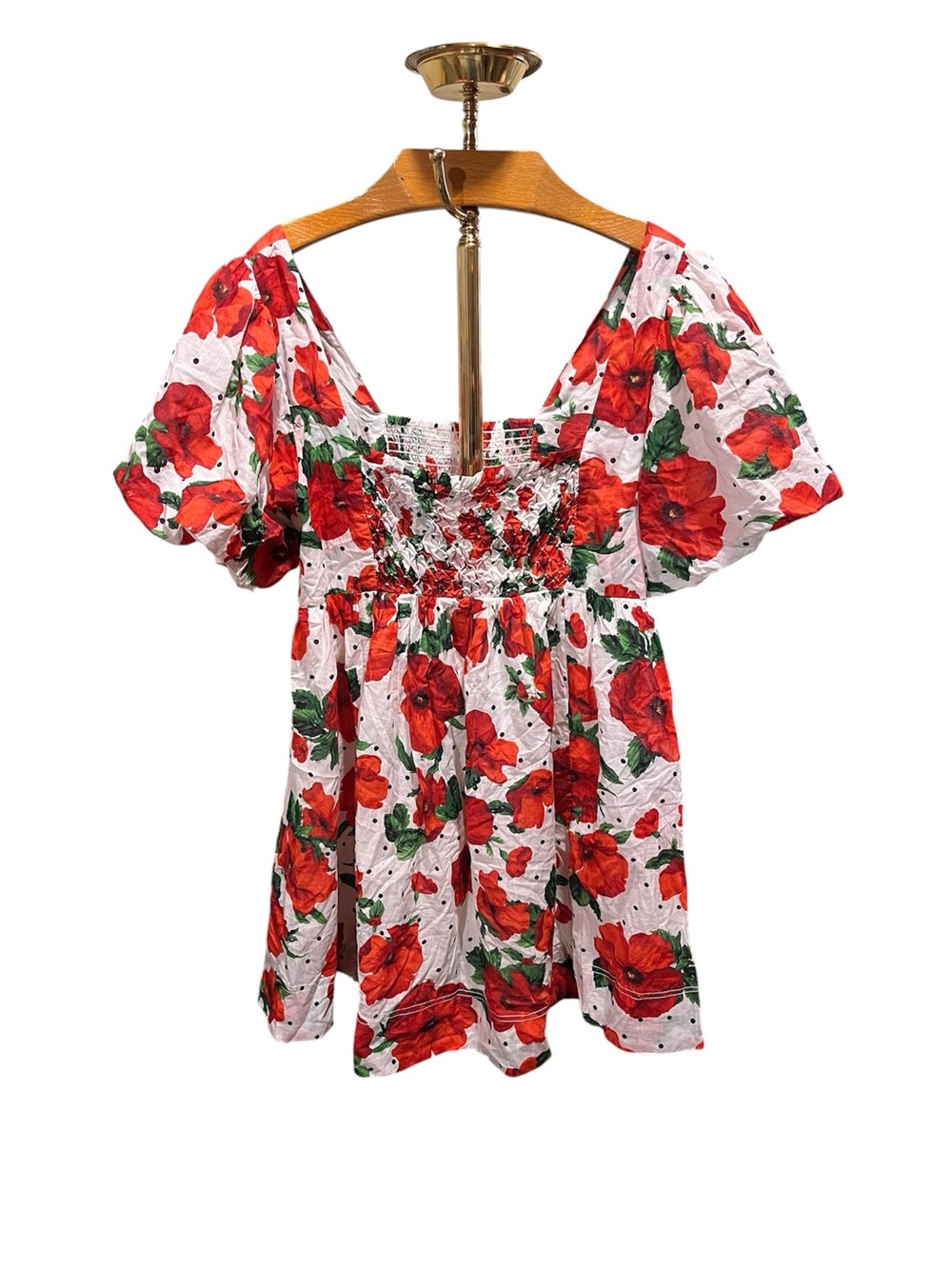 Maeve Anthropologie Square Neck Smocked Baby-Doll Floral Mini Dress Large - Picture 4 of 16
